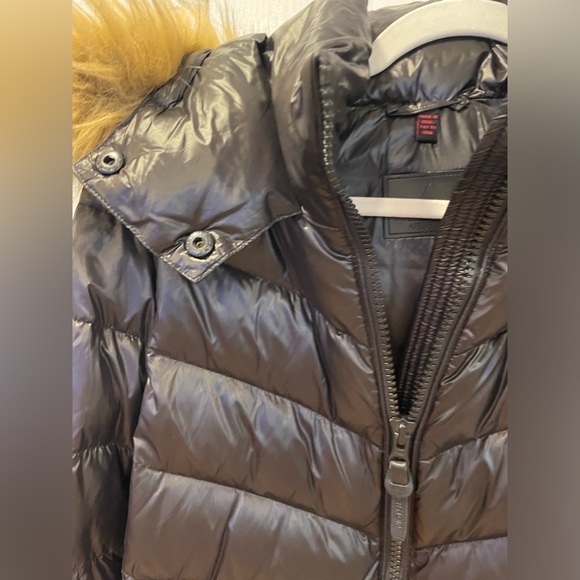 long black winter puffer coat with fur coat - Picture 2 of 7